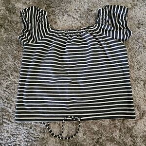 Women's Juniors Madewell Crop Top White Blue Denim colored Size Large